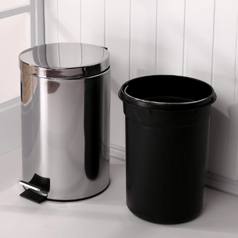 Lixeira em Aço Inox 5L com Pedal Redonda Banheiro e Cozinha - Image 4